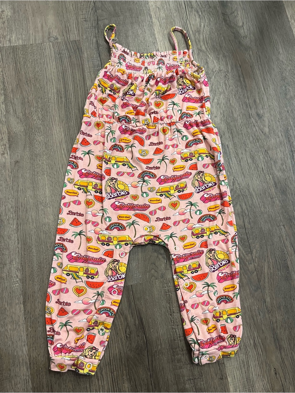 Posh Peanut Barbie-Print Girls' Romper 18-24 months